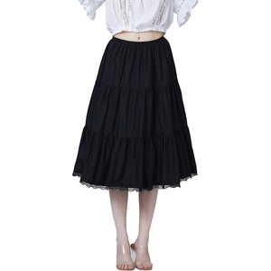 image:imageBEAUTELICATE Women 100 Cotton Skirt 3 Tiered ALine Retro Medieval SkirtBlack30 Length