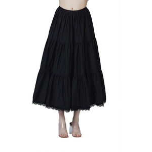 image:imageBEAUTELICATE Women 100 Cotton Skirt 3 Tiered ALine Retro Medieval SkirtBlack35 Length