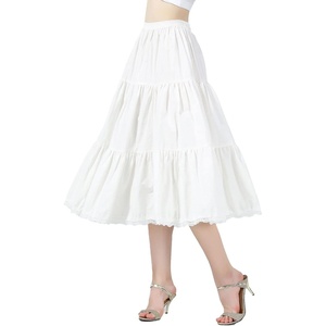 image:imageBEAUTELICATE Women 100 Cotton Skirt 3 Tiered ALine Retro Medieval SkirtIvory30 Length