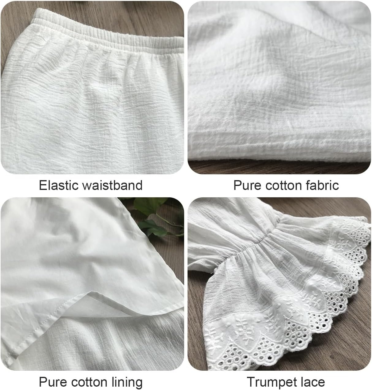 image:imageBEAUTELICATE Vintage Women Pettipants with Lace Ruffle Hem Cotton Pantaloons Costume BloomersIvory
