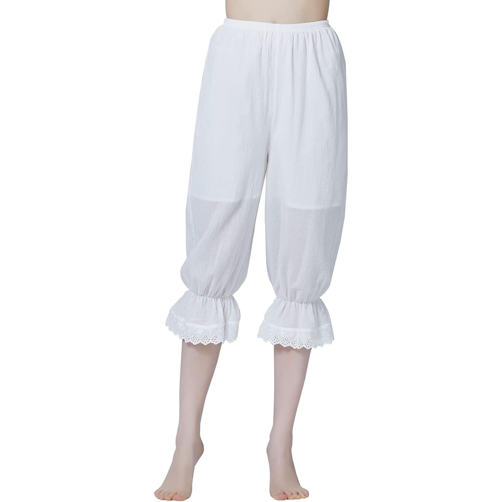 image:imageBEAUTELICATE Vintage Women Pettipants with Lace Ruffle Hem Cotton Pantaloons Costume BloomersIvory