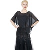 image:imageBEAUTELICATE Asymmetrical Capelets Chiffon Capes Wedding Bridal Shawls Wraps For Women Evening DressBlack