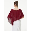 image:imageBEAUTELICATE Asymmetrical Capelets Chiffon Capes Wedding Bridal Shawls Wraps For Women Evening DressBurgundy