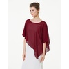 image:imageBEAUTELICATE Asymmetrical Capelets Chiffon Capes Wedding Bridal Shawls Wraps For Women Evening DressBurgundy
