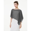 image:imageBEAUTELICATE Asymmetrical Capelets Chiffon Capes Wedding Bridal Shawls Wraps For Women Evening DressDark Grey