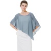 image:imageBEAUTELICATE Asymmetrical Capelets Chiffon Capes Wedding Bridal Shawls Wraps For Women Evening DressDusty Blue