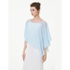 image:imageBEAUTELICATE Asymmetrical Capelets Chiffon Capes Wedding Bridal Shawls Wraps For Women Evening DressIce Blue