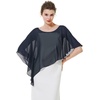 image:imageBEAUTELICATE Asymmetrical Capelets Chiffon Capes Wedding Bridal Shawls Wraps For Women Evening DressNavy Blue