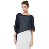 image:imageBEAUTELICATE Asymmetrical Capelets Chiffon Capes Wedding Bridal Shawls Wraps For Women Evening DressNavy Blue