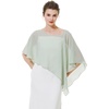image:imageBEAUTELICATE Asymmetrical Capelets Chiffon Capes Wedding Bridal Shawls Wraps For Women Evening DressSage Green