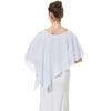 image:imageBEAUTELICATE Asymmetrical Capelets Chiffon Capes Wedding Bridal Shawls Wraps For Women Evening DressWhite