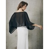 image:imageBEAUTELICATE Bridal Shawl for Wedding Dress Chiffon Shawl with Arm Hole Evening Capelet 2 SizeBlack