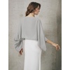 image:imageBEAUTELICATE Bridal Shawl for Wedding Dress Chiffon Shawl with Arm Hole Evening Capelet 2 SizeSilver