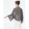 image:imageBEAUTELICATE Bridal Wedding Chiffon Shawl Shrug with Arm Hole Bridesmaid Cover Up Evening Party Summer ShawlDarkgrey