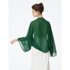 image:imageBEAUTELICATE Bridal Wedding Chiffon Shawl Shrug with Arm Hole Bridesmaid Cover Up Evening Party Summer ShawlEmerald Green