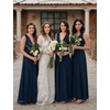 image:imageBEAUTELICATE Bridal Wedding Chiffon Shawl Shrug with Arm Hole Bridesmaid Cover Up Evening Party Summer ShawlMidnight Blue