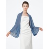 image:imageBEAUTELICATE Bridal Wedding Chiffon Shawl Shrug with Arm Hole Bridesmaid Cover Up Evening Party Summer ShawlSlate Blue