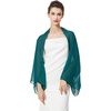 image:imageBEAUTELICATE Bridal Wedding Chiffon Shawl Shrug with Arm Hole Bridesmaid Cover Up Evening Party Summer ShawlTeal Blue