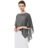 image:imageBEAUTELICATE Asymmetrical Capelets Chiffon Capes Wedding Bridal Shawls Wraps For Women Evening DressDark Grey