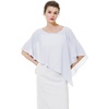 image:imageBEAUTELICATE Asymmetrical Capelets Chiffon Capes Wedding Bridal Shawls Wraps For Women Evening DressWhite