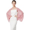 image:imageBEAUTELICATE Bridal Wedding Chiffon Shawl Shrug with Arm Hole Bridesmaid Cover Up Evening Party Summer ShawlBallet Pink