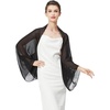 image:imageBEAUTELICATE Bridal Wedding Chiffon Shawl Shrug with Arm Hole Bridesmaid Cover Up Evening Party Summer ShawlBlack