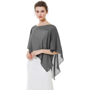 image:imageBEAUTELICATE Asymmetrical Capelets Chiffon Capes Wedding Bridal Shawls Wraps For Women Evening DressDark Grey