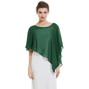 image:imageBEAUTELICATE Asymmetrical Capelets Chiffon Capes Wedding Bridal Shawls Wraps For Women Evening DressEmerald Green