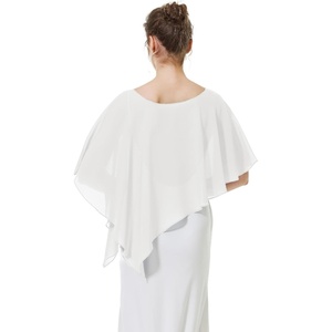image:imageBEAUTELICATE Asymmetrical Capelets Chiffon Capes Wedding Bridal Shawls Wraps For Women Evening DressIvory