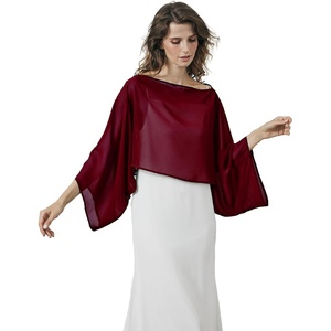 image:imageBEAUTELICATE Bridal Shawl for Wedding Dress Chiffon Shawl with Arm Hole Evening Capelet 2 SizeBurgundy
