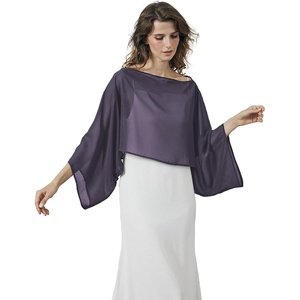 image:imageBEAUTELICATE Bridal Shawl for Wedding Dress Chiffon Shawl with Arm Hole Evening Capelet 2 SizeDark Purple