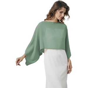image:imageBEAUTELICATE Bridal Shawl for Wedding Dress Chiffon Shawl with Arm Hole Evening Capelet 2 SizeDustysage