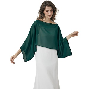 image:imageBEAUTELICATE Bridal Shawl for Wedding Dress Chiffon Shawl with Arm Hole Evening Capelet 2 SizeEmerald Green