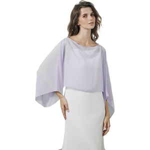 image:imageBEAUTELICATE Bridal Shawl for Wedding Dress Chiffon Shawl with Arm Hole Evening Capelet 2 SizeLilac
