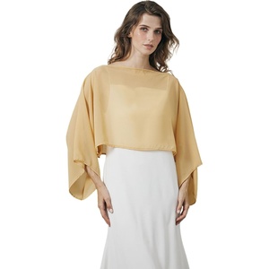 image:imageBEAUTELICATE Bridal Shawl for Wedding Dress Chiffon Shawl with Arm Hole Evening Capelet 2 SizeMustard Yellow