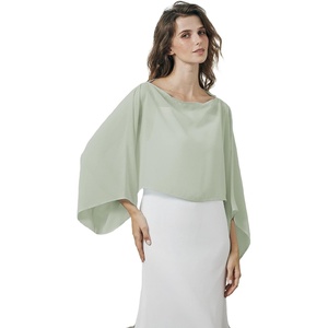 image:imageBEAUTELICATE Bridal Shawl for Wedding Dress Chiffon Shawl with Arm Hole Evening Capelet 2 SizeSage Green