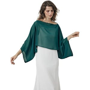image:imageBEAUTELICATE Bridal Shawl for Wedding Dress Chiffon Shawl with Arm Hole Evening Capelet 2 SizeTeal Blue