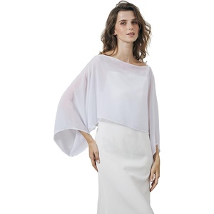 image:imageBEAUTELICATE Bridal Shawl for Wedding Dress Chiffon Shawl with Arm Hole Evening Capelet 2 SizeWhite