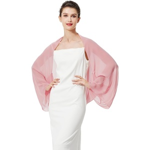 image:imageBEAUTELICATE Bridal Wedding Chiffon Shawl Shrug with Arm Hole Bridesmaid Cover Up Evening Party Summer ShawlBallet Pink