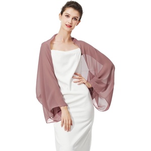 image:imageBEAUTELICATE Bridal Wedding Chiffon Shawl Shrug with Arm Hole Bridesmaid Cover Up Evening Party Summer ShawlCinnamon Rose