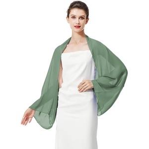 image:imageBEAUTELICATE Bridal Wedding Chiffon Shawl Shrug with Arm Hole Bridesmaid Cover Up Evening Party Summer ShawlDusty Sage