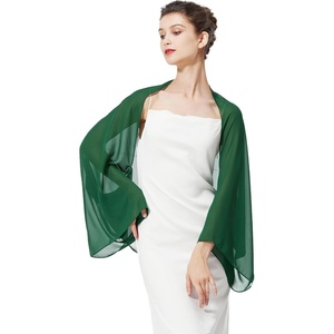 image:imageBEAUTELICATE Bridal Wedding Chiffon Shawl Shrug with Arm Hole Bridesmaid Cover Up Evening Party Summer ShawlEmerald Green