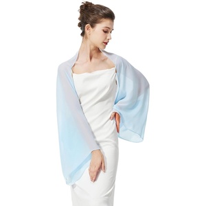 image:imageBEAUTELICATE Bridal Wedding Chiffon Shawl Shrug with Arm Hole Bridesmaid Cover Up Evening Party Summer ShawlIce Blue