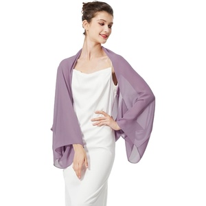 image:imageBEAUTELICATE Bridal Wedding Chiffon Shawl Shrug with Arm Hole Bridesmaid Cover Up Evening Party Summer ShawlMauve