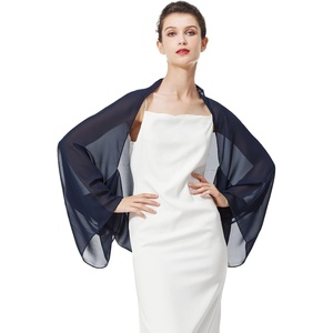 image:imageBEAUTELICATE Bridal Wedding Chiffon Shawl Shrug with Arm Hole Bridesmaid Cover Up Evening Party Summer ShawlMidnight Blue