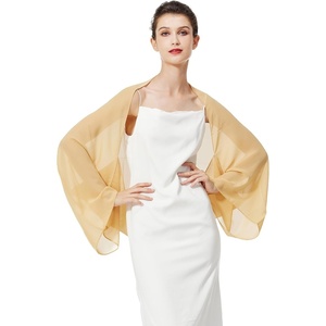 image:imageBEAUTELICATE Bridal Wedding Chiffon Shawl Shrug with Arm Hole Bridesmaid Cover Up Evening Party Summer ShawlMustard Yellow