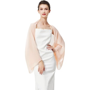 image:imageBEAUTELICATE Bridal Wedding Chiffon Shawl Shrug with Arm Hole Bridesmaid Cover Up Evening Party Summer ShawlPeach