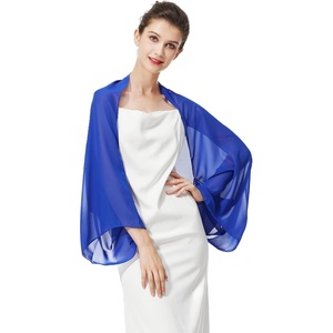 image:imageBEAUTELICATE Bridal Wedding Chiffon Shawl Shrug with Arm Hole Bridesmaid Cover Up Evening Party Summer ShawlRoyal Blue