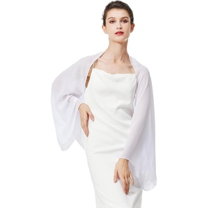 image:imageBEAUTELICATE Bridal Wedding Chiffon Shawl Shrug with Arm Hole Bridesmaid Cover Up Evening Party Summer ShawlWhite
