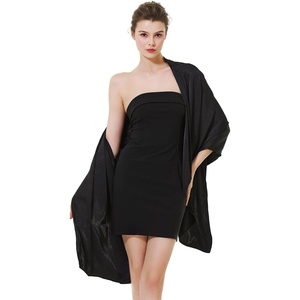 image:imageBEAUTELICATE Women Satin Shawl for Evening Dresses Wedding Shawls for Bridal Party Bridesmaid ScarvesBlack